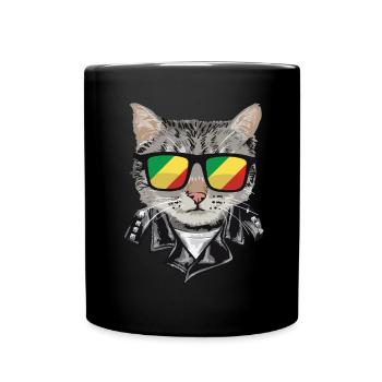Lunettes de soleil pour chat avec drapeau du Congo - Mug uni - noir - Devant