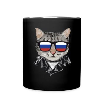 Cat Russia Flag Lunettes de soleil - Mug uni - noir - Devant