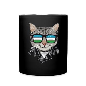 Lunettes de soleil pour chat avec drapeau de l’Ouzbékistan - Mug uni - noir - Devant