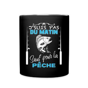 Pêcheur Du Matin Humour Papa Et Pêche - Mug uni - noir - Devant