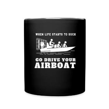 Hydroplane des marais Fanboat Airboating Hover - Mug uni - noir - Devant