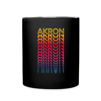 Retro Nostalgisch USA Stadt - Regenbogen Akron - Tasse einfarbig - Schwarz - Vorne