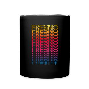 Retro Nostalgic USA City - Rainbow Fresno - Full Colour Mug - black - Front