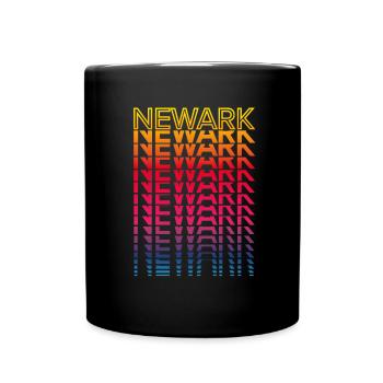 Retro Nostalgic USA City - Rainbow Newark - Full Colour Mug - black - Front