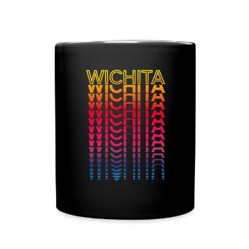 Retro Nostalgic USA City - Rainbow Wichita - Full Colour Mug - black - Front