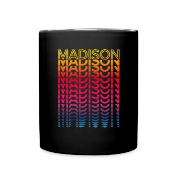 Retro Nostalgisch USA Stadt - Regenbogen Madison - Tasse einfarbig - Schwarz - Vorne