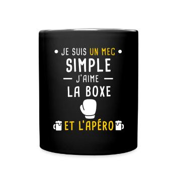 mec simple boxe gants et apéro - Mug uni - noir - Devant