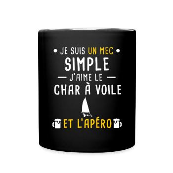 mec simple char a voile et apéro - Mug uni - noir - Devant