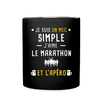 mec simple marathon et apéro - Mug uni - noir - Devant