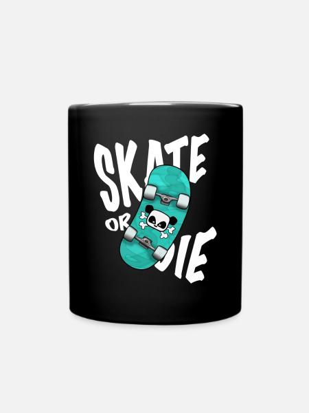 Skateboard Skate or the Panda Sticker Shirt Kids - Full Colour Mug - black