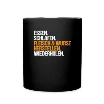 Metzger Fleischer Metzgerin Metzgerei Fleischerei - Tasse einfarbig - Schwarz - Vorne