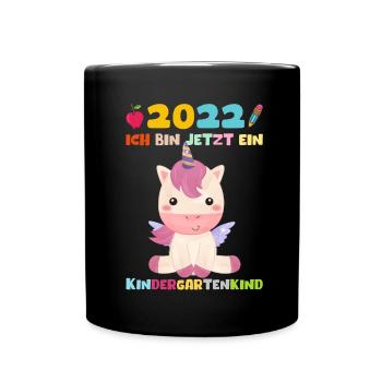 Kindergarten 2022 Ich Komme Einhorn Kita Geschenk - Tasse einfarbig - Schwarz - Vorne