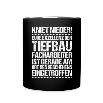 Tiefbaufacharbeiter Tiefbau Spezialtiefbauer - Tasse einfarbig - Schwarz - Vorne
