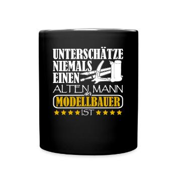 Modellbau Alter Mann Modellbauer - Tasse einfarbig - Schwarz - Vorne