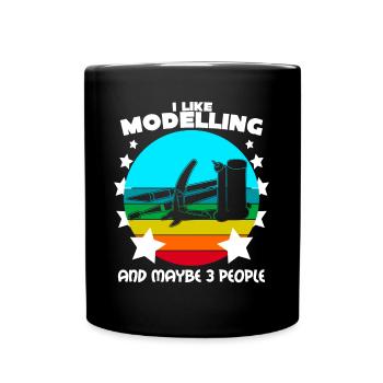 Modellbau Witz Tabletop Modellbauer - Tasse einfarbig - Schwarz - Vorne