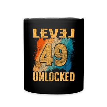 Birthday Gift Level Unlocked 49 years - Full Colour Mug - black - Front