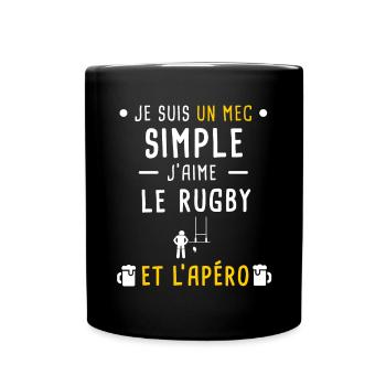 mec simple rugby sport et apéro - Mug uni - noir - Devant