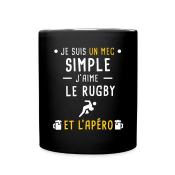mec simple rugby joueur et apéro - Mug uni - noir - Devant