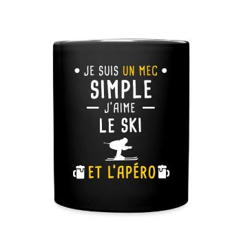 mec simple ski et apéro - Mug uni - noir - Devant
