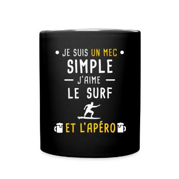 mec simple surf board et apéro - Mug uni - noir - Devant