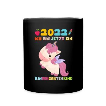 Kindergarten 2022 Ich Komme Einhorn Kita Geschenk - Tasse einfarbig - Schwarz - Vorne