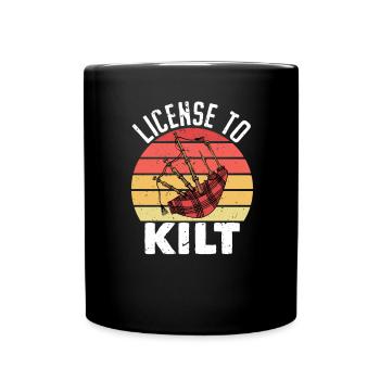 Schottischer Kilt Tracht - Schottenrock Schottland - Tasse einfarbig - Schwarz - Vorne