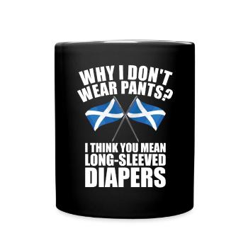 Schottischer Kilt Tracht - Schottenrock Schottland - Tasse einfarbig - Schwarz - Vorne
