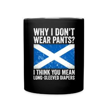 Schottischer Kilt Tracht - Schottenrock Schottland - Tasse einfarbig - Schwarz - Vorne