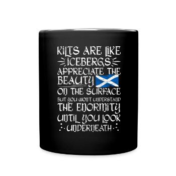 Schottischer Kilt Tracht - Schottenrock Schottland - Tasse einfarbig - Schwarz - Vorne