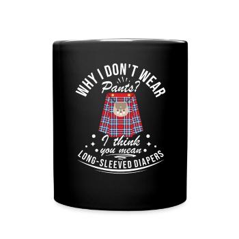 Schottischer Kilt Tracht - Schottenrock Schottland - Tasse einfarbig - Schwarz - Vorne