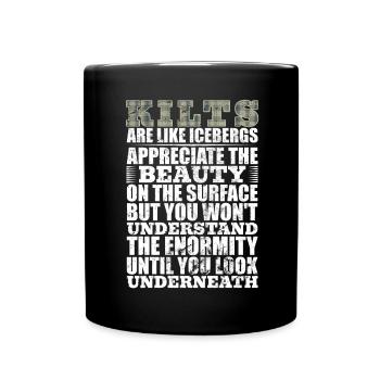 Schottischer Kilt Tracht - Schottenrock Schottland - Tasse einfarbig - Schwarz - Vorne