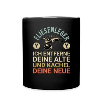 Fliesenleger Fliesen Handwerker - Tasse einfarbig - Schwarz - Vorne
