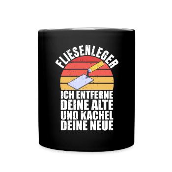 Fliesenleger Fliesen Handwerker - Tasse einfarbig - Schwarz - Vorne