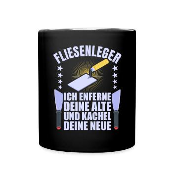 Fliesenleger Fliesen Handwerker - Tasse einfarbig - Schwarz - Vorne