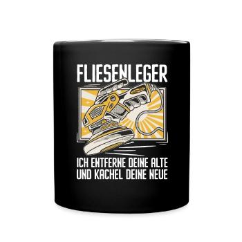 Fliesenleger Fliesen Handwerker - Tasse einfarbig - Schwarz - Vorne