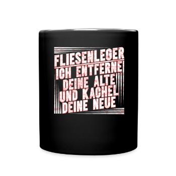Fliesenleger Fliesen Handwerker - Tasse einfarbig - Schwarz - Vorne