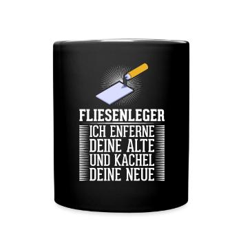 Fliesenleger Fliesen Handwerker - Tasse einfarbig - Schwarz - Vorne