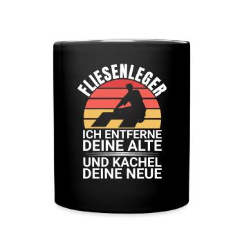 Fliesenleger Fliesenlegerhandwerker - Tasse einfarbig - Schwarz - Vorne