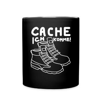 Geocacher Witz Cache Spruch Geocache - Tasse einfarbig - Schwarz - Vorne