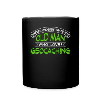 Géocacheur vieil homme avec géocache - Mug uni - noir - Devant