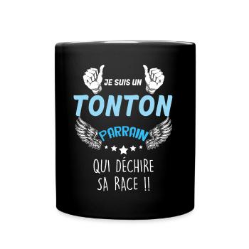 Je Suis Un Tonton Parrain Qui Déchire Sa Race - Mug uni - noir - Devant