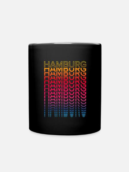 Retro Nostalgisch Stadt - Regenbogen Hamburg - Tasse einfarbig - Schwarz