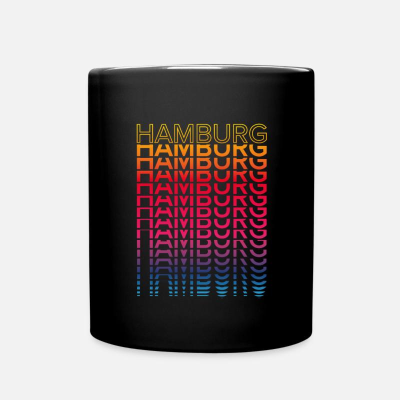 Retro Nostalgisch Stadt - Regenbogen Hamburg - Tasse einfarbig - Schwarz
