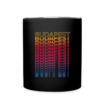 Retro Nostalgisch Stadt - Regenbogen Budapest - Tasse einfarbig - Schwarz - Vorne
