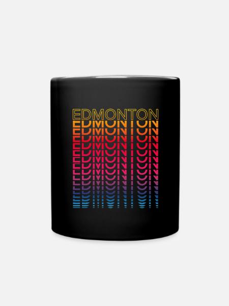 Retro Nostalgisch Stadt - Regenbogen Edmonton - Tasse einfarbig - Schwarz