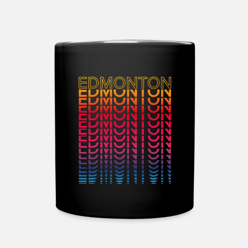 Retro Nostalgisch Stadt - Regenbogen Edmonton - Tasse einfarbig - Schwarz