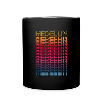 Retro Nostalgisch Stadt - Regenbogen Medellin - Tasse einfarbig - Schwarz - Vorne