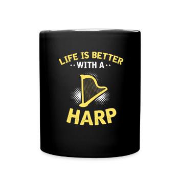 Harfenspieler Designs für Harfenspielerin Designs - Tasse einfarbig - Schwarz - Vorne