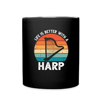 Harp design for harpist and harp player - Full Colour Mug - black - Front