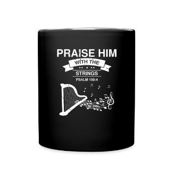 Harp design for harpist and harp player - Full Colour Mug - black - Front